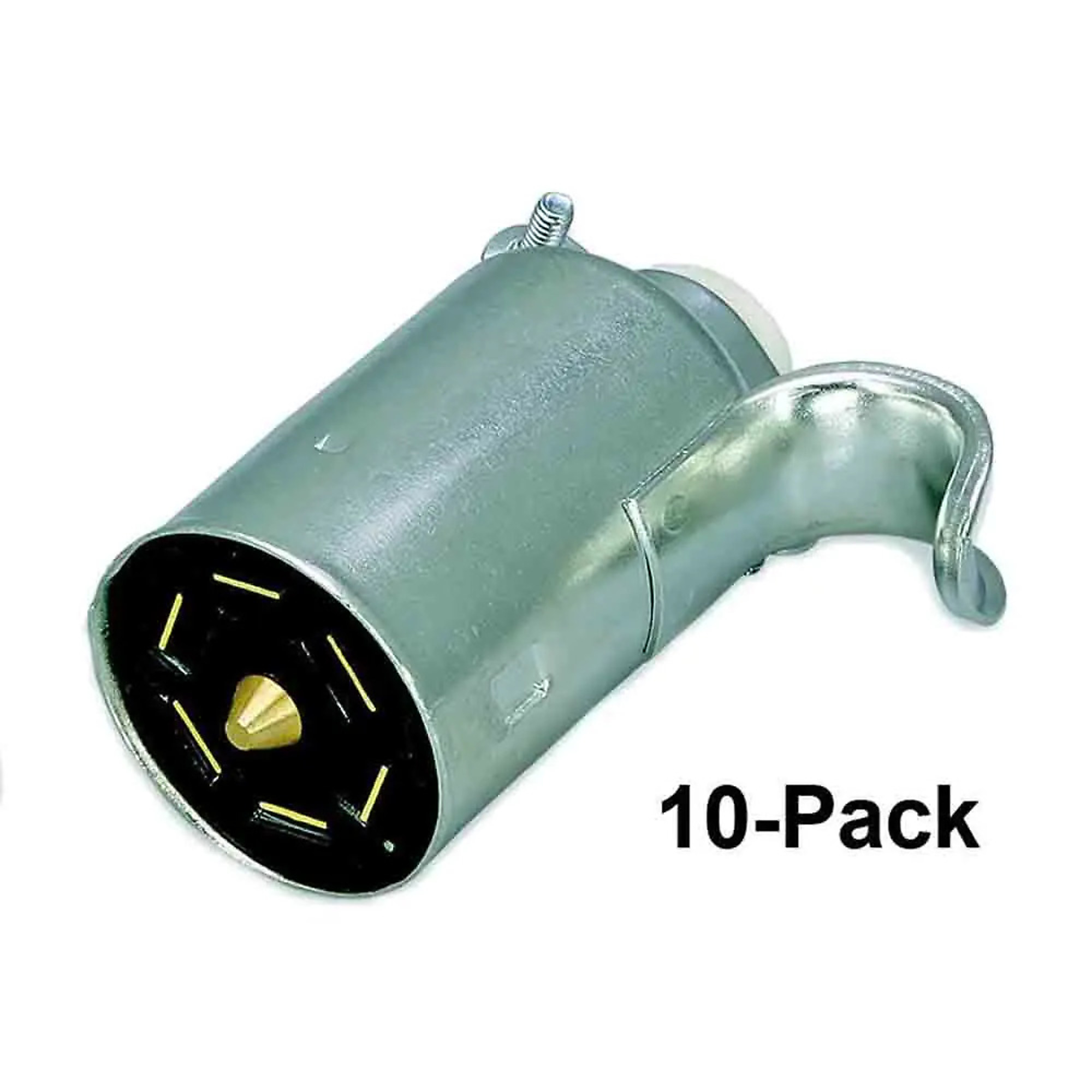 Pollack 7-Way Metal Plug — 10-Pack, RV-Style Flat Pins, Model# 57-P-B